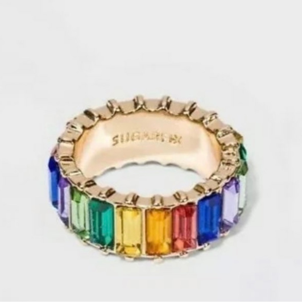 Lot of 3 NWT SugarFix by BaubleBar Rainbow Ring Size 7 - Picture 2 of 3